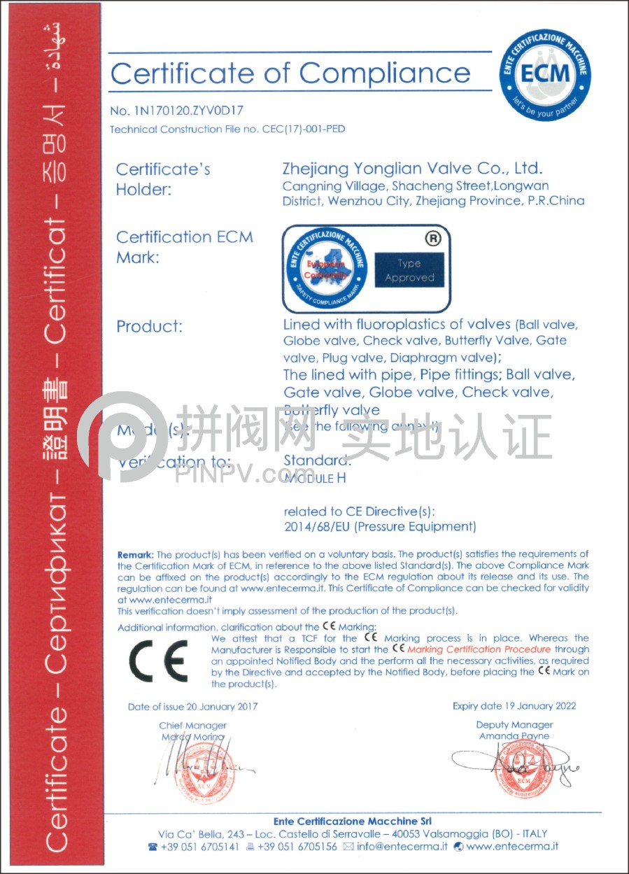 特種設(shè)備型式試驗(yàn)證書 (壓力管道元件—止回閥)